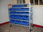 Mobile Rack with Plastic Bins